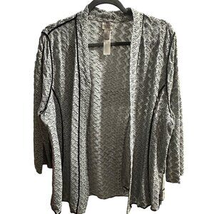 Easywear by Chico’s sz 3 (16/XL) black white princess seams open 3/4 sleeve top